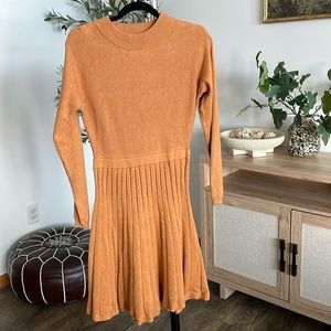Pleated sweater dress